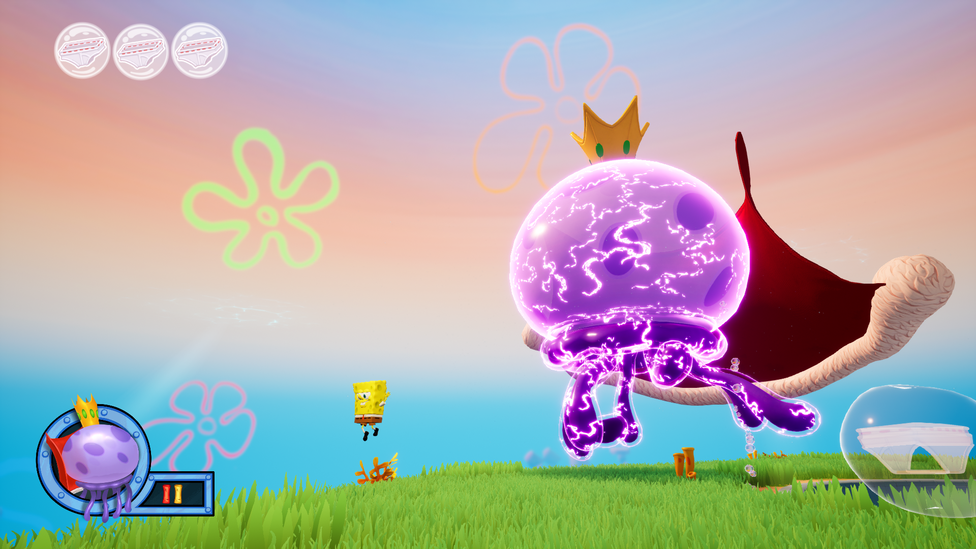 SpongeBob fighting King Jellyfish