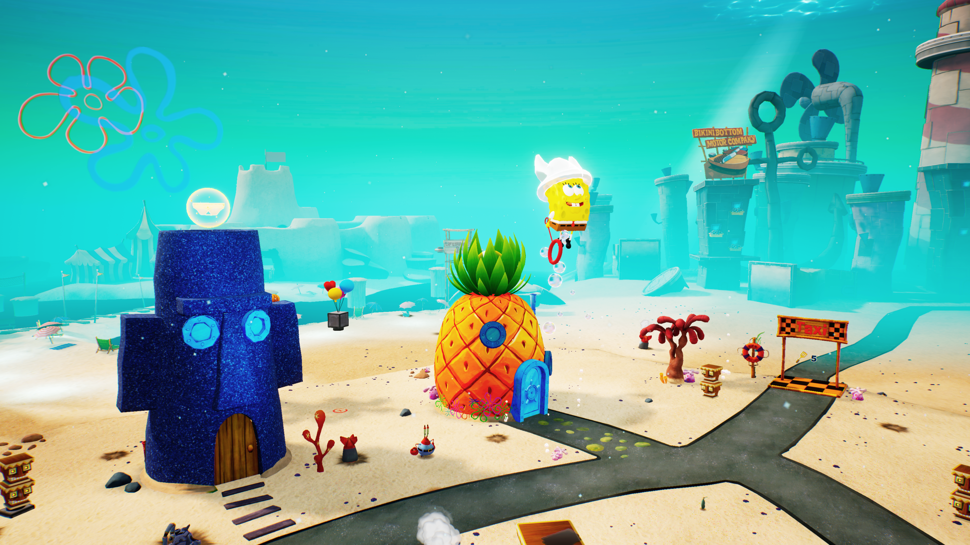 SpongeBob in front of his pineapple house